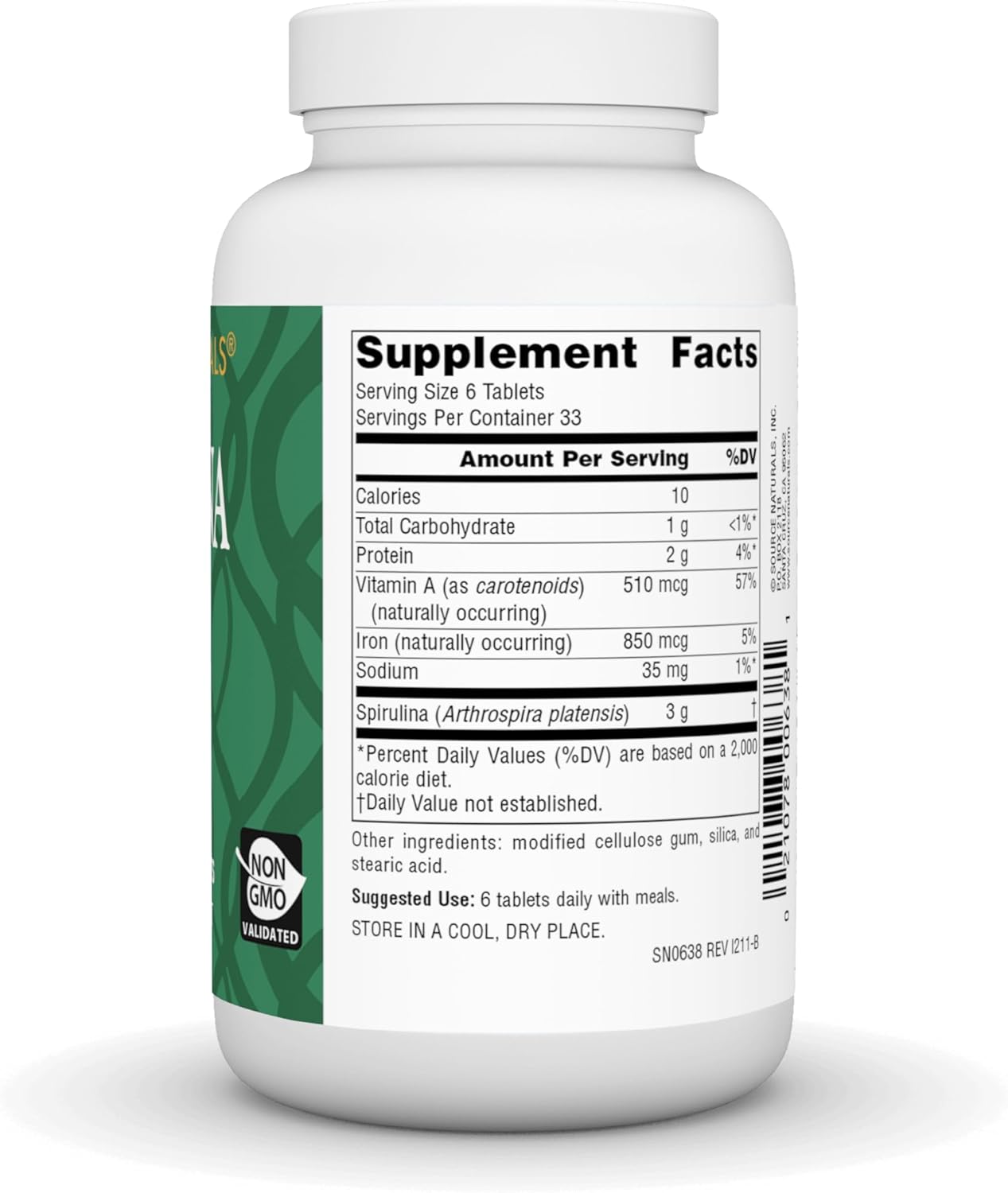 Source Naturals - Spirulina 500 mg Tablets - 200 Pcs