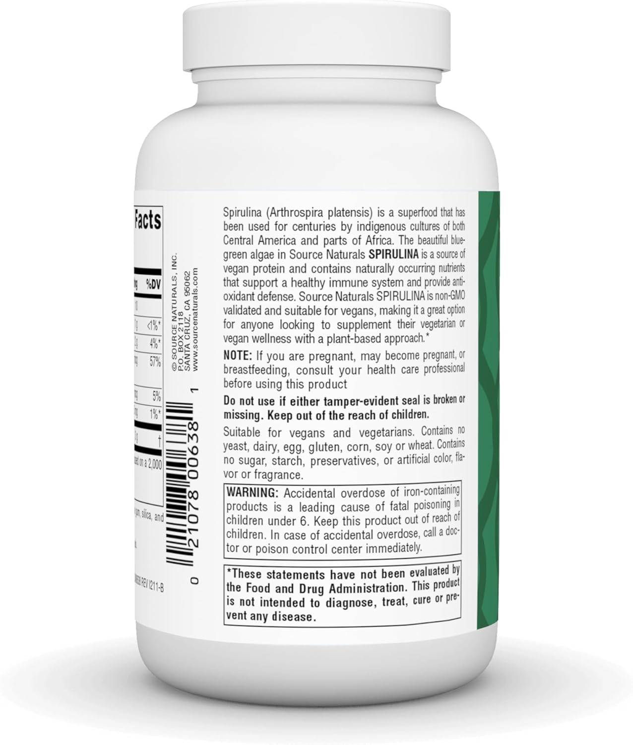 Source Naturals - Spirulina 500 mg Tablets - 200 Pcs