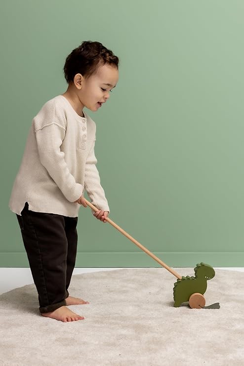 Trixie - Wooden Push Along Toy - Mr. Dino - Green