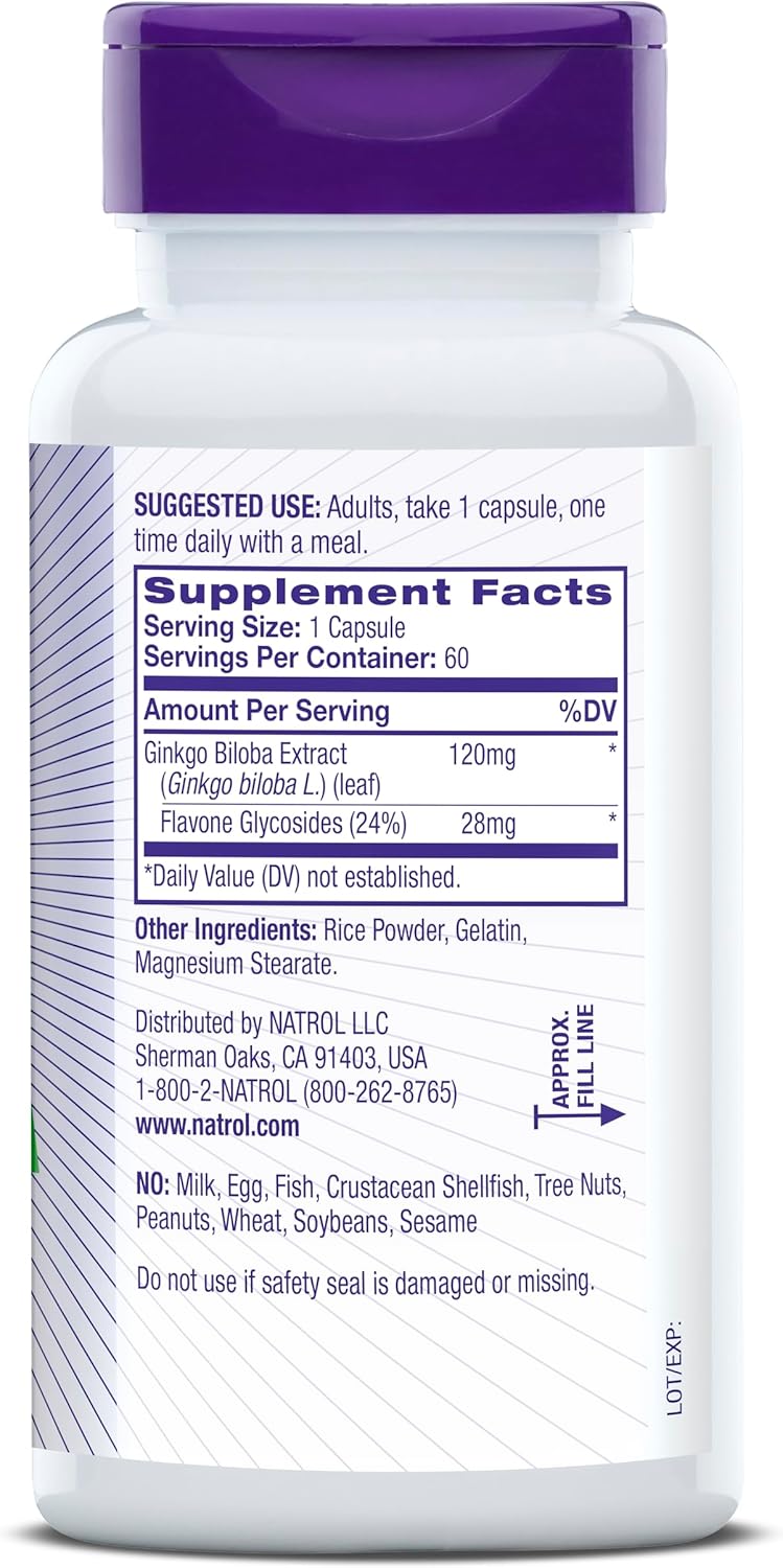 Natrol - Ginkgo Biloba 120 mg Capsules - 60 Pcs