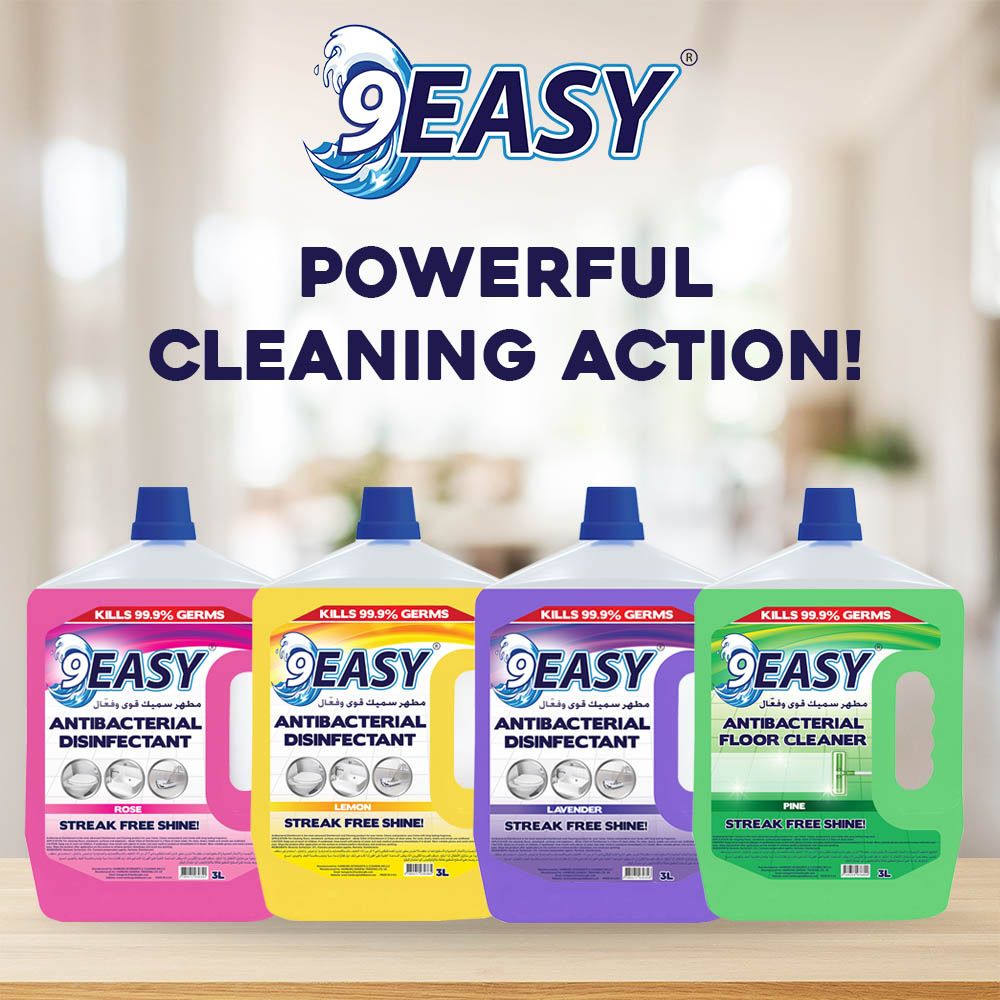 9Easy - Antibacterial Disinfectant - 3L + Floor Cleaner - 5L - Rose