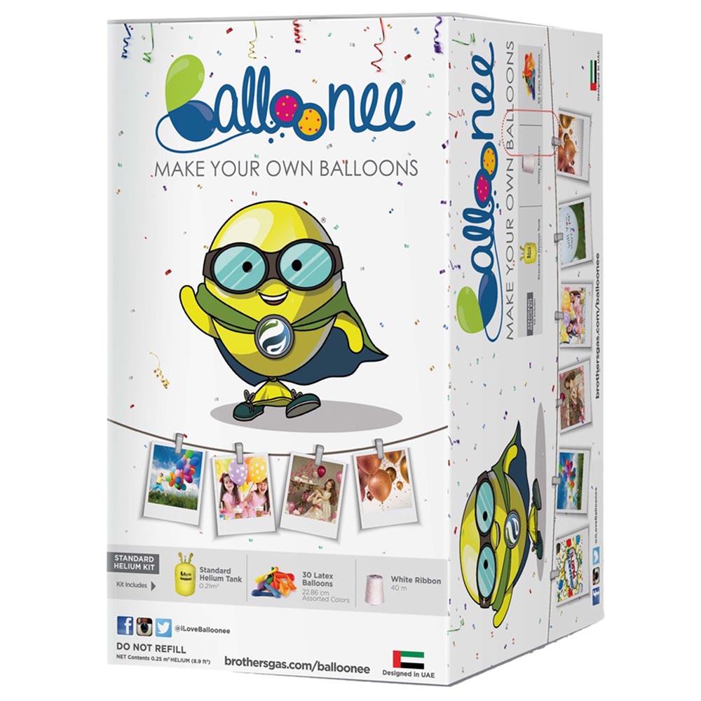 Balloonee Standard Disposable Helium Party Kit With 30 Balloons