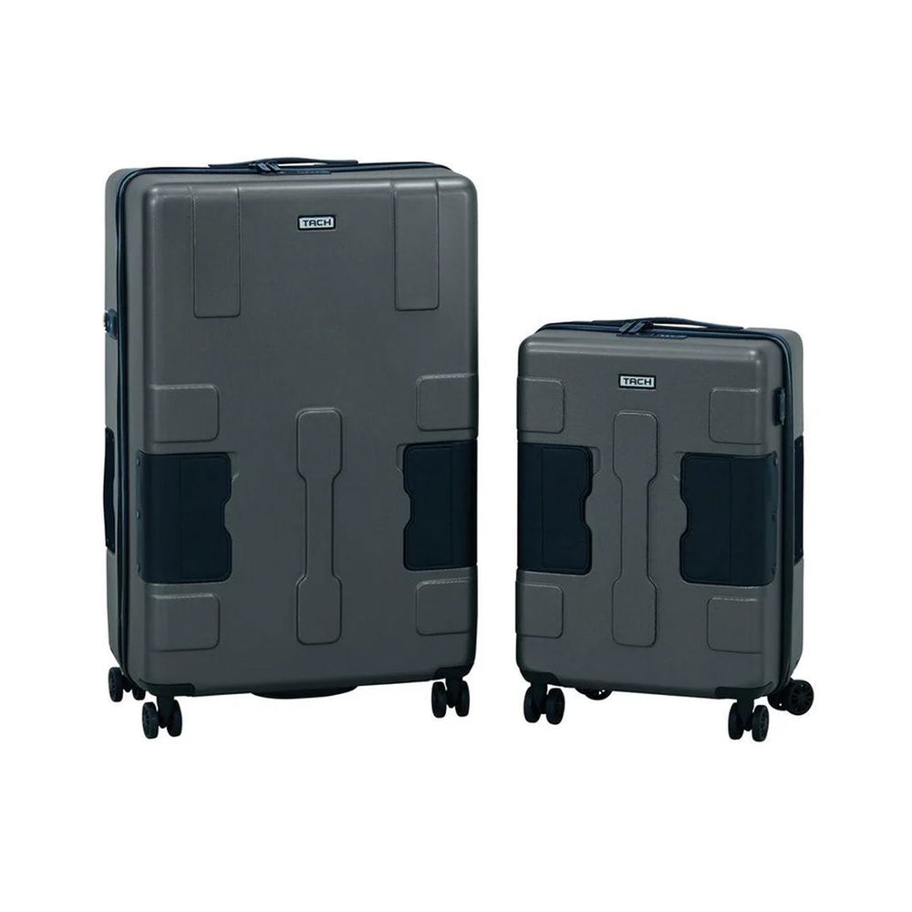 TACH Luggage - Hard Shell Large+Carry-On Connectable Luggage - 2 Pcs - 28/20 Inches - Grey