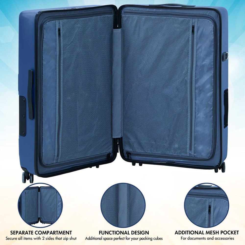 TACH Luggage - Connectable Luggage Bag With Hard Shell - Large - 28 Inch - Midnight Blue