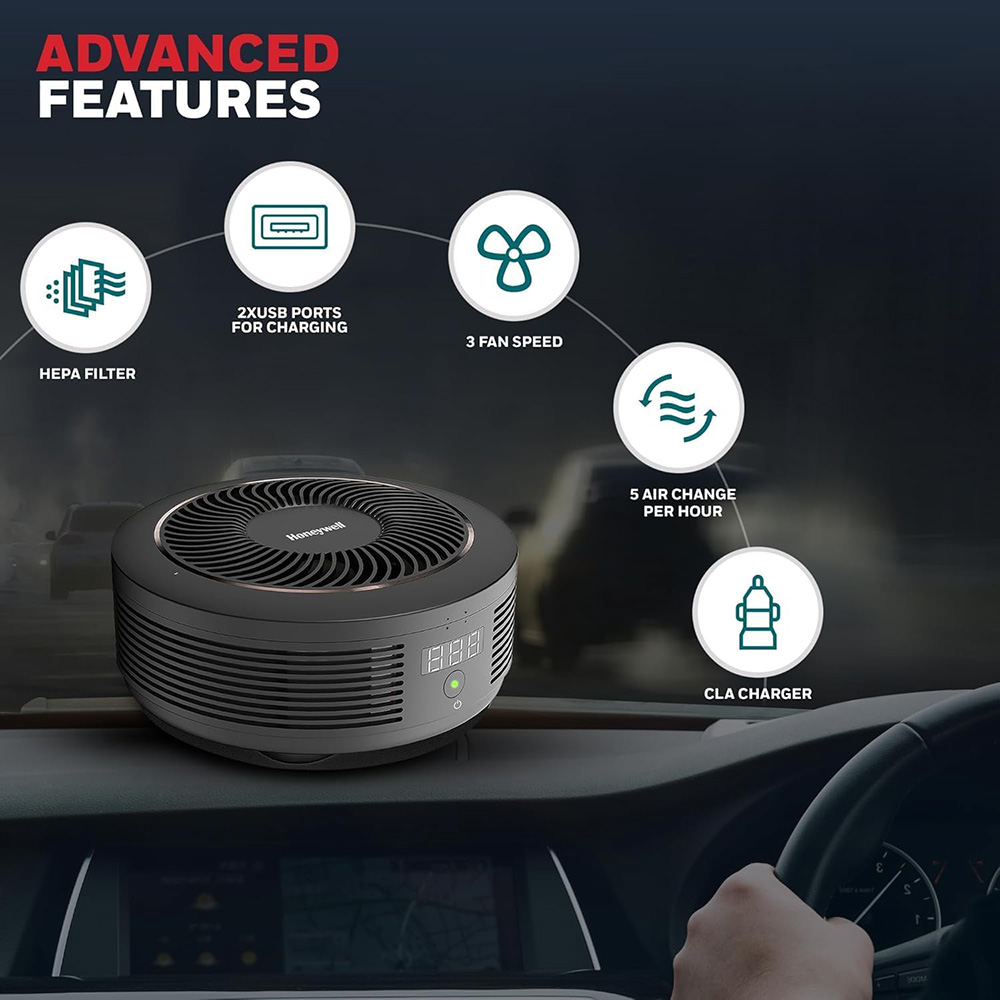 Honeywell - Move Pure 4 Car Air Purifier - Black