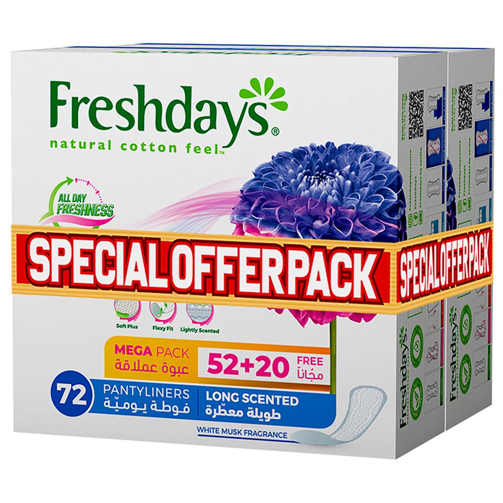 Freshdays - Long Mega Daily Liners - Scented - Pack of 2 - 144 Pcs