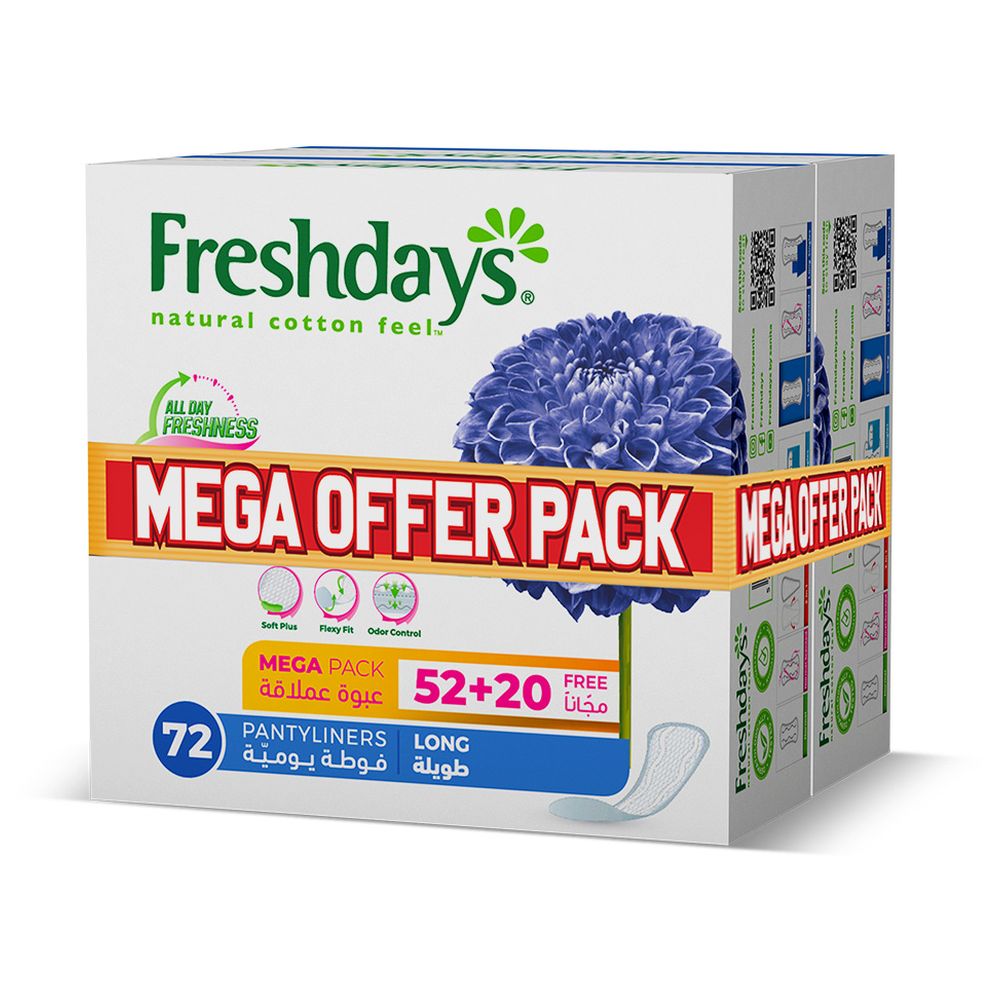 Freshdays - Long Mega Daily Liners - Pack of 2 - 144 Pcs