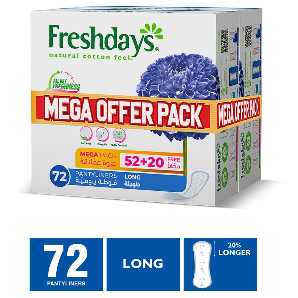Freshdays - Long Mega Daily Liners - Pack of 2 - 144 Pcs