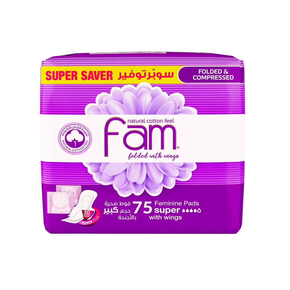 Fam - Maxi Sanitary Pad Folded With Wings Super - 75 Pads