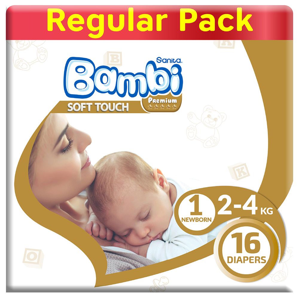 Sanita Bambi - Premium Care Diapers - Size 1 - Newborn - 2-4 kg - 16 Diapers