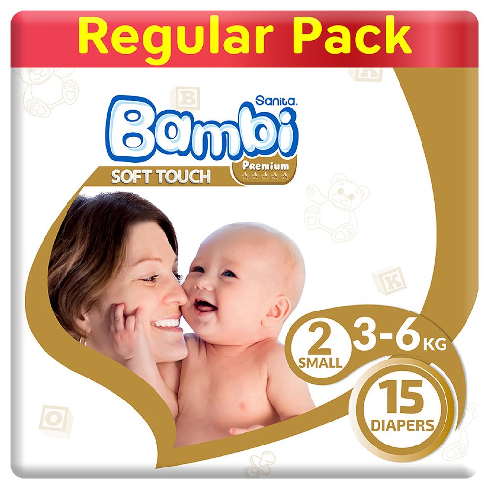 Sanita Bambi - Premium Care Diapers - Size 2 - Small - 3-6 kg - 15 Diapers
