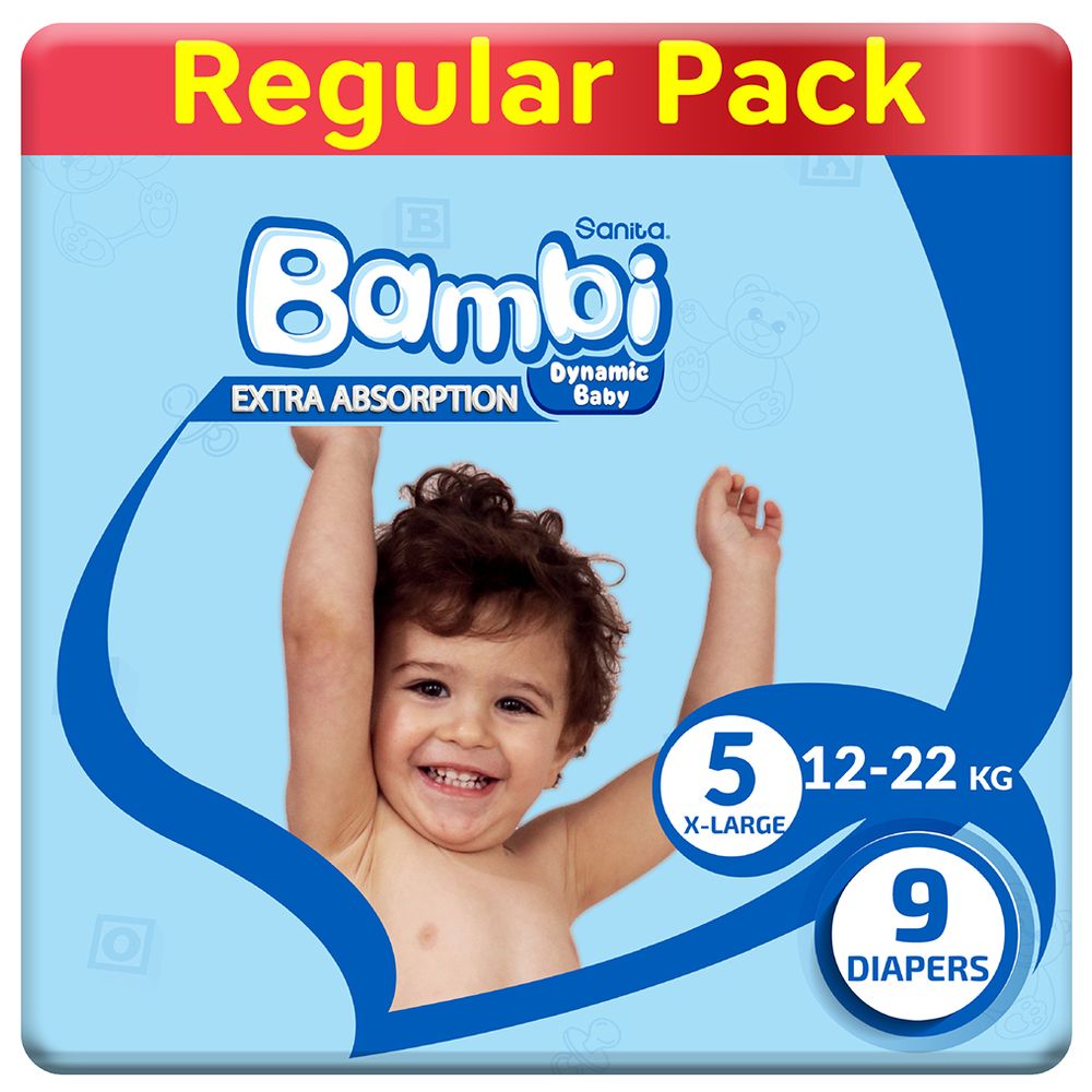 Sanita Bambi - Baby Diapers - Size 5 - X-Large - 12-22 kg - 9 Diapers