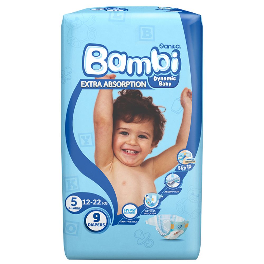 Sanita Bambi - Baby Diapers - Size 5 - X-Large - 12-22 kg - 9 Diapers