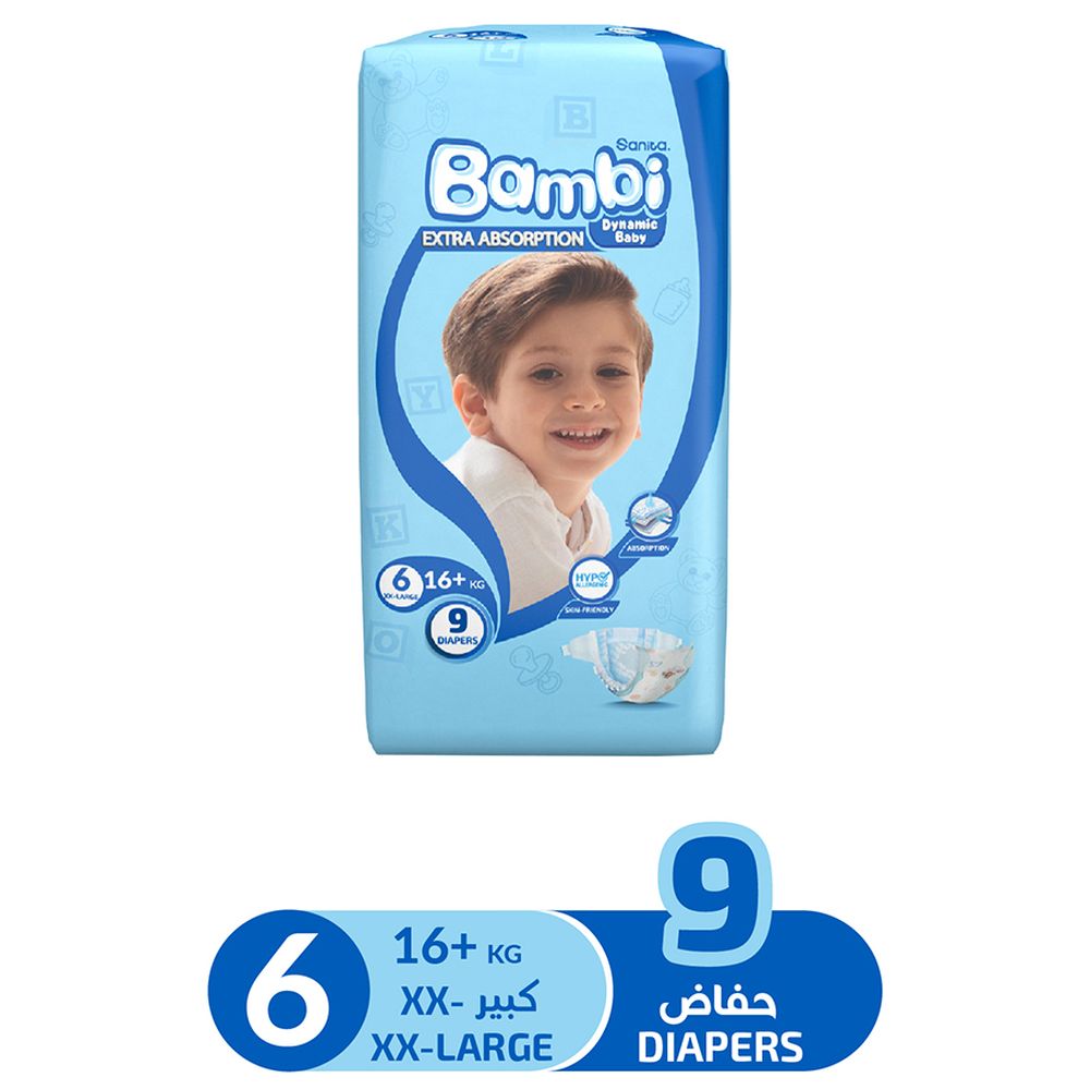 Sanita Bambi - Baby Diapers - Size 6 - XX-Large - 16+ kg - 9 Diapers