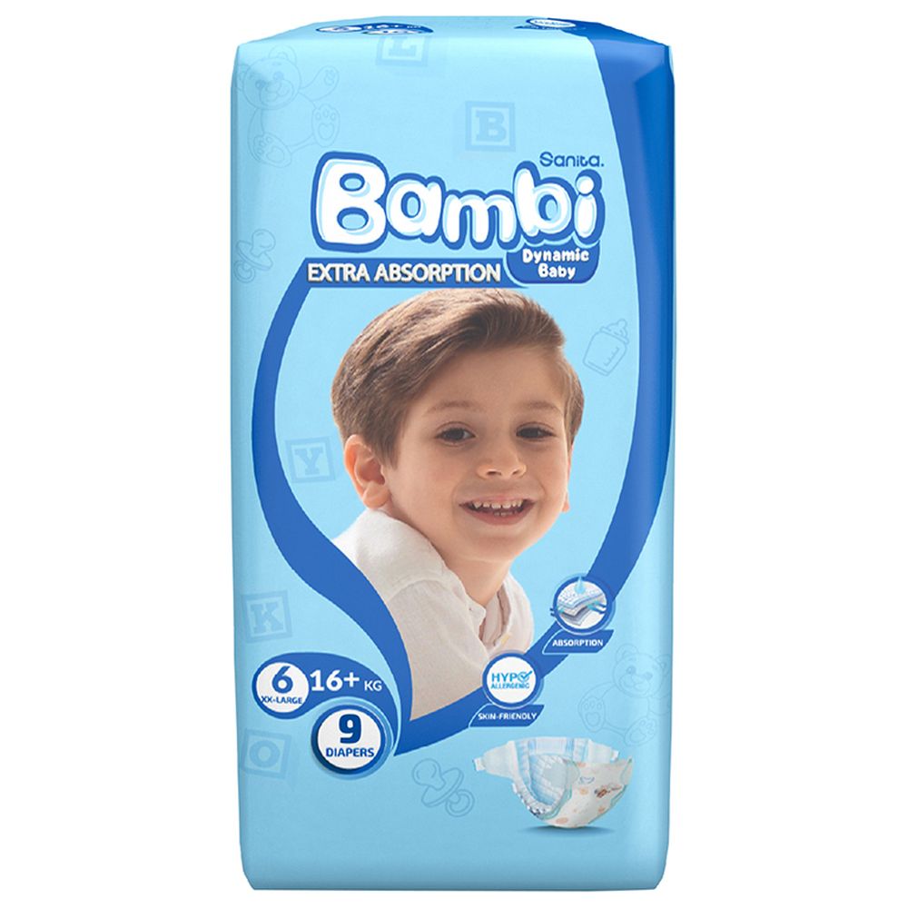 Sanita Bambi - Baby Diapers - Size 6 - XX-Large - 16+ kg - 9 Diapers