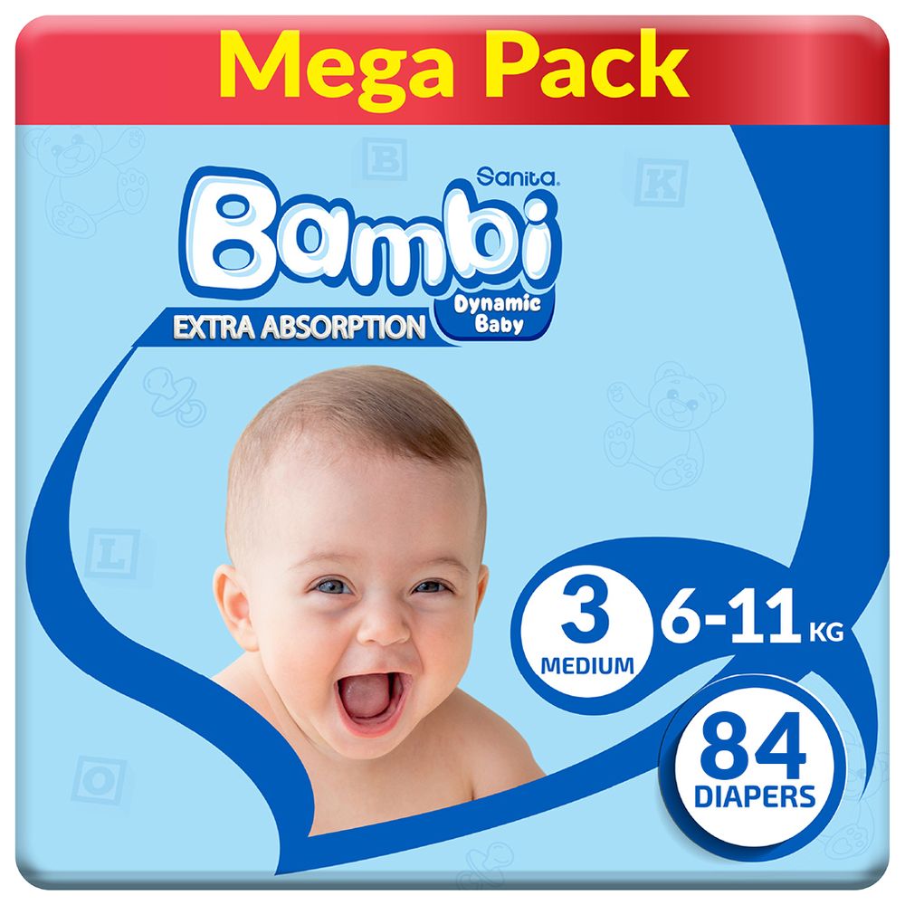 Sanita Bambi - Baby Diapers - Size 3 - Medium - 6-11 kg - 84 Diapers