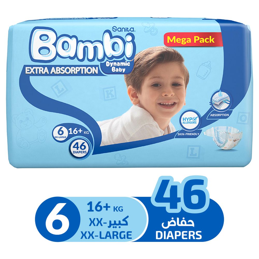 Sanita Bambi - Baby Diapers - Size 6 - XX-Large - 16+ kg - 46 Diapers