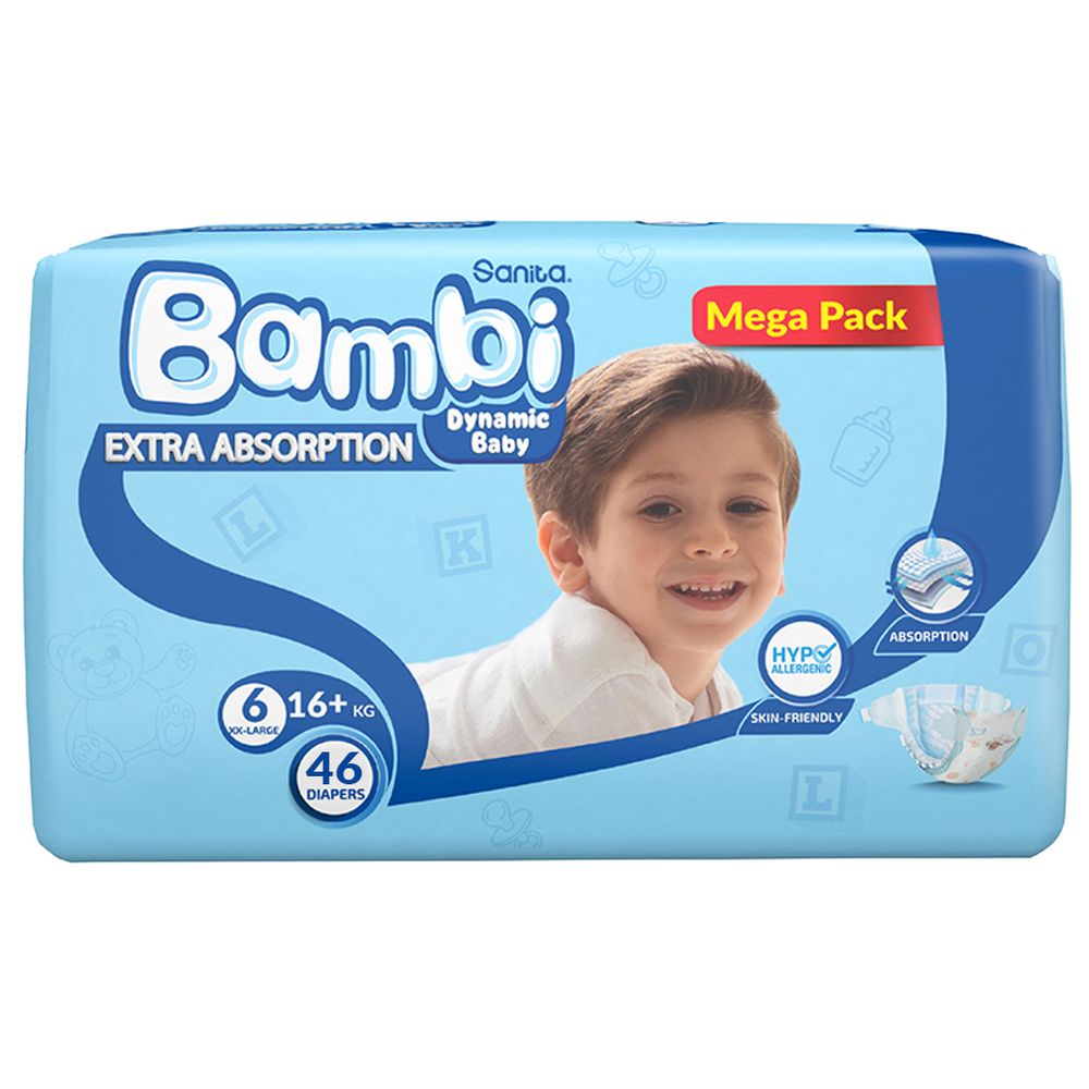 Sanita Bambi - Baby Diapers - Size 6 - XX-Large - 16+ kg - 46 Diapers