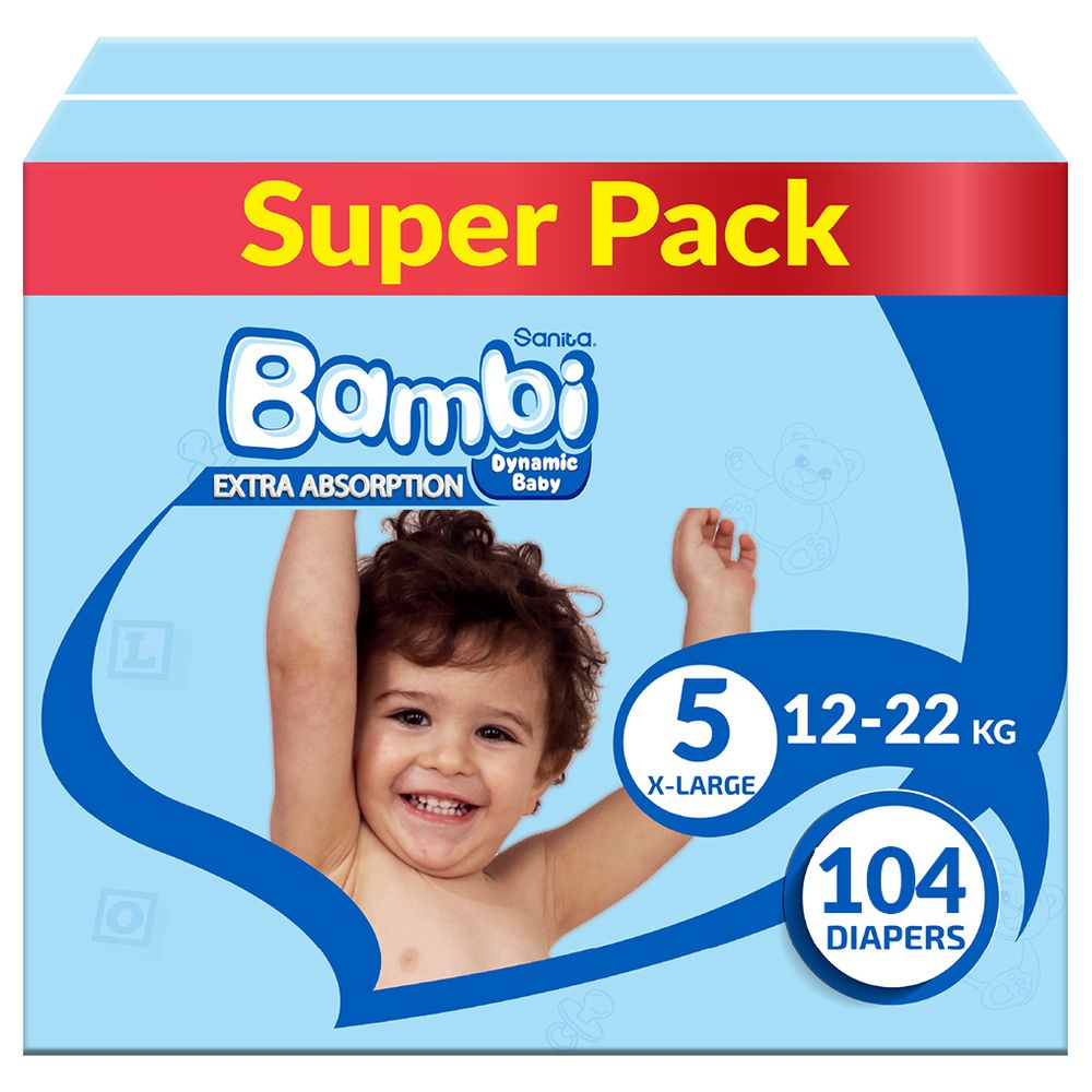 Sanita Bambi - Baby Diapers - Size 5 - X-Large - 12-22 kg - 104 Diapers