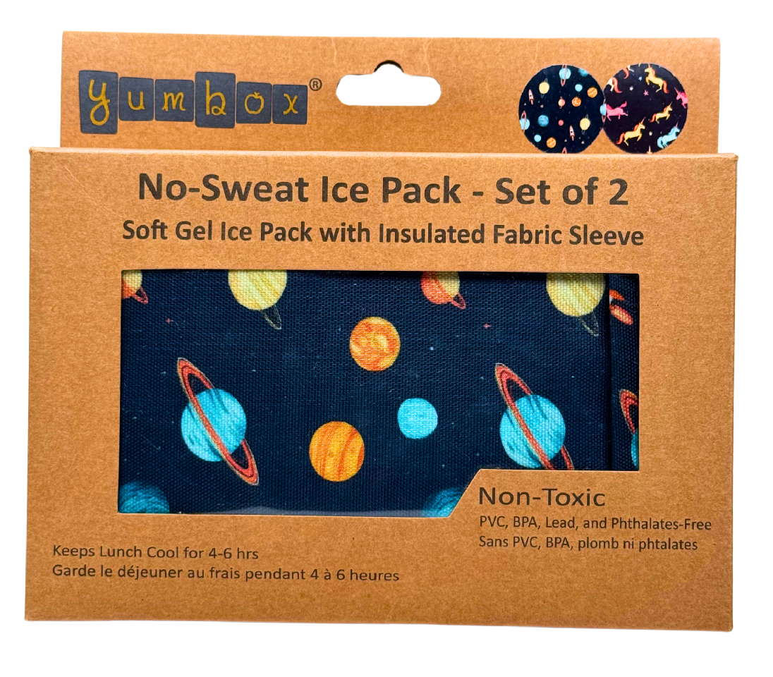 Yumbox - No-Sweat Soft Gel Ice Packs With Fabric Sleeves - Space And Unicorn - 2 Pcs
