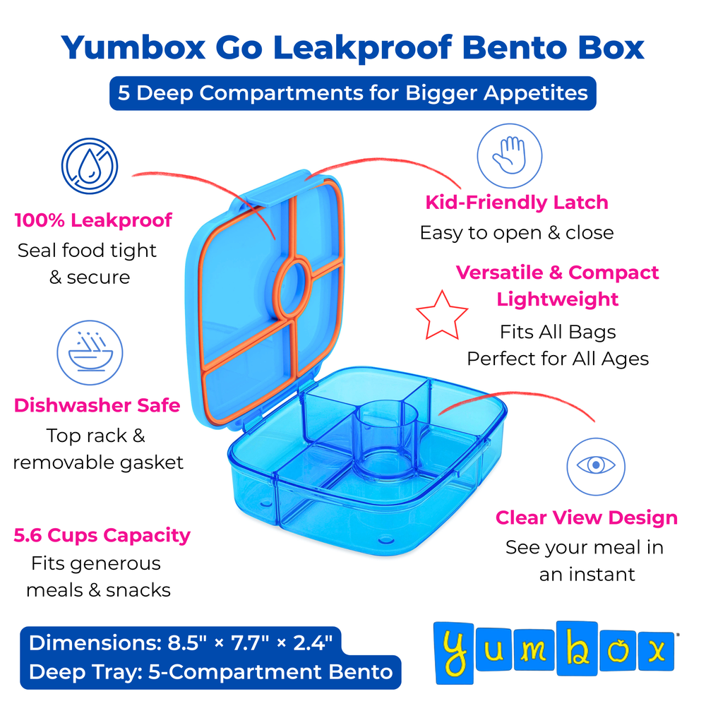 Yumbox - Go Bento Box Deep 5 Compartments - Miami Blue