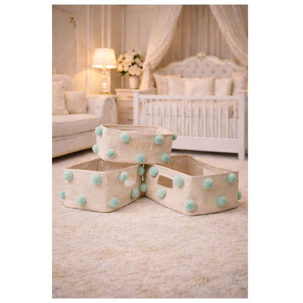 Mi Dulce An'ya - Pompom Rectangular Storage Basket