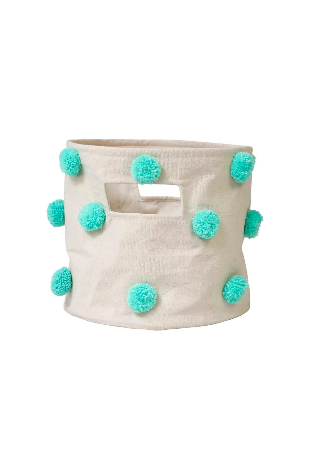 Mi Dulce An'ya Round Storage Basket With Pompom - Mint