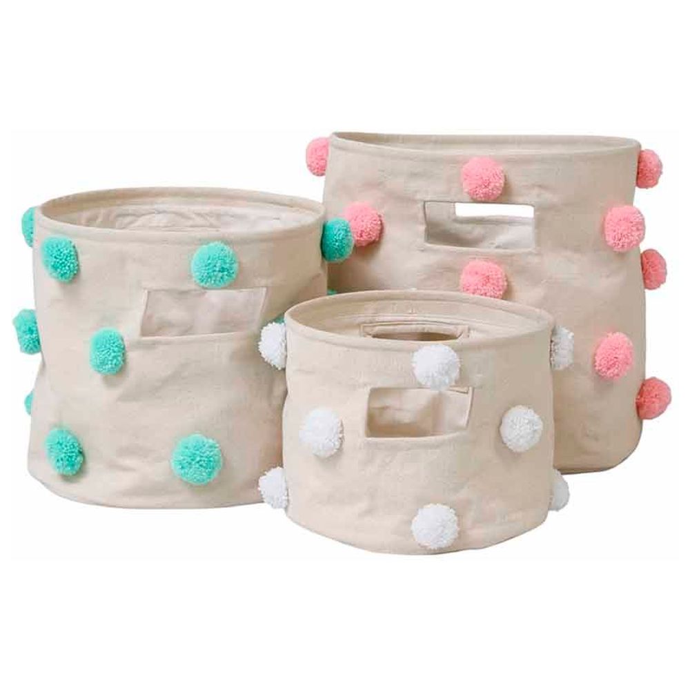 Mi Dulce An'ya Pompom Round Storage Basket Set - 3pc