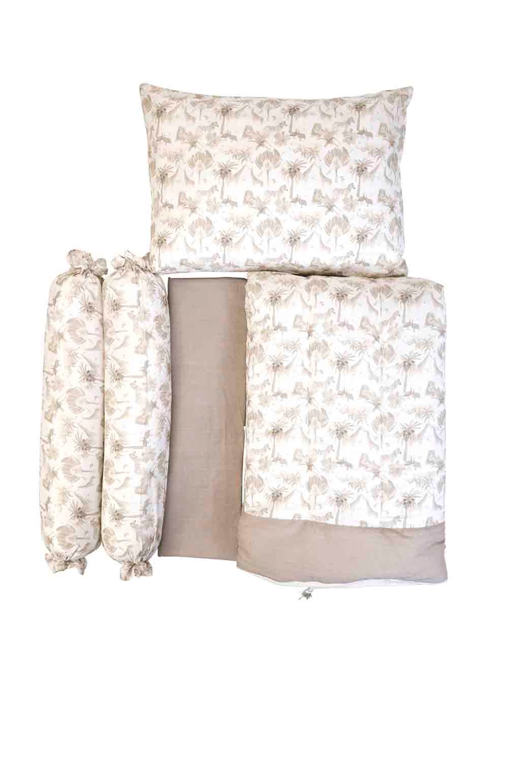 Mi Dulce An'ya - Safari Printed Organic Bedding Set - Beige