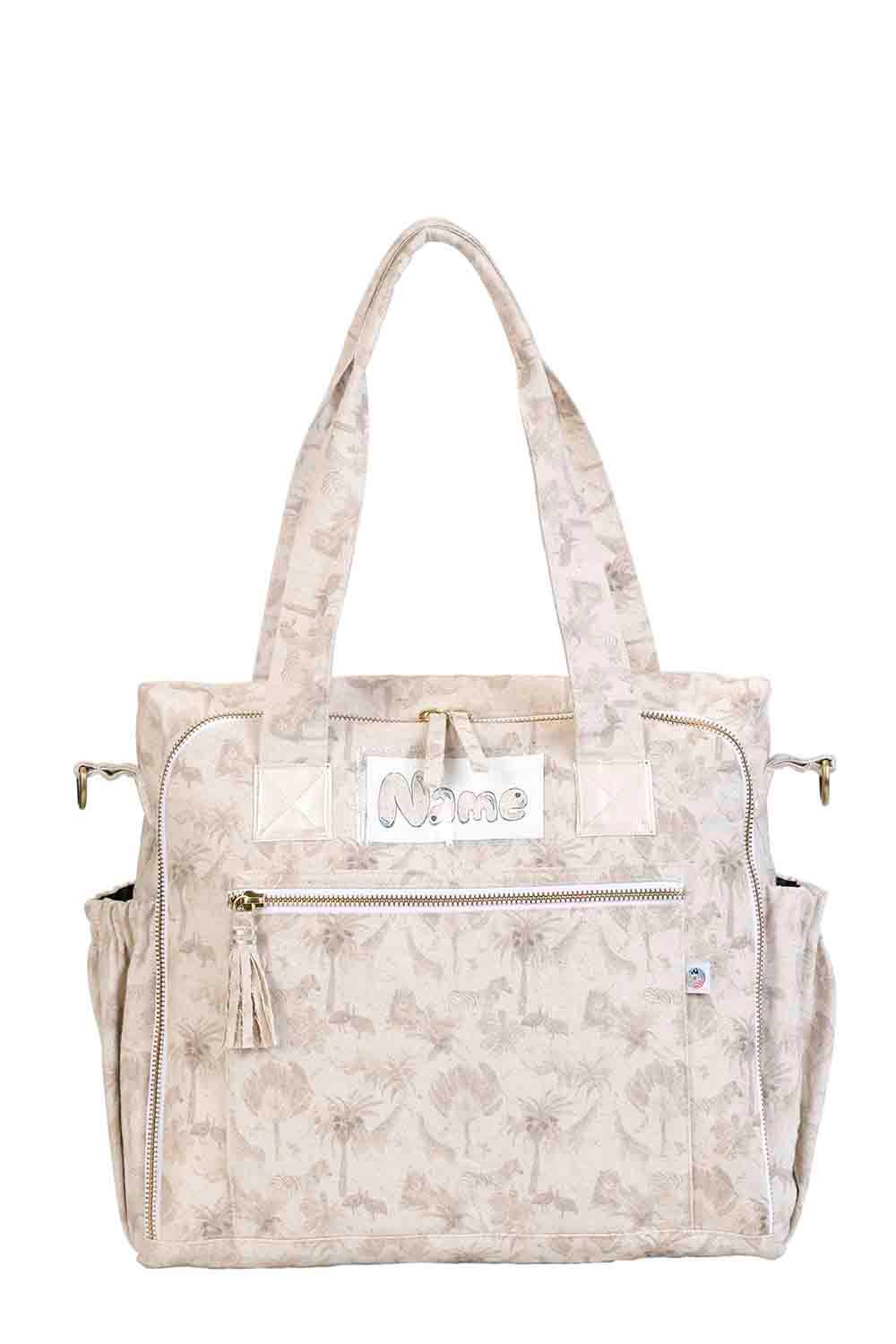 Mi Dulce An'ya - Organic Safari Printed Diaper Bag - Beige