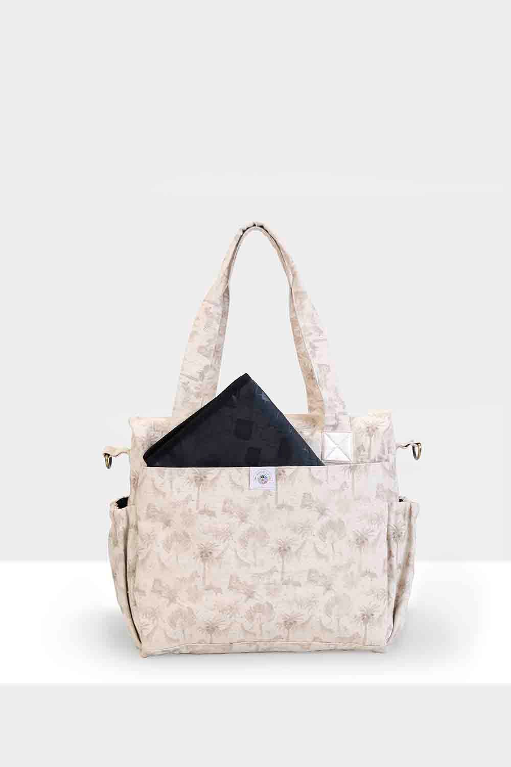 Mi Dulce An'ya - Organic Safari Printed Diaper Bag - Beige