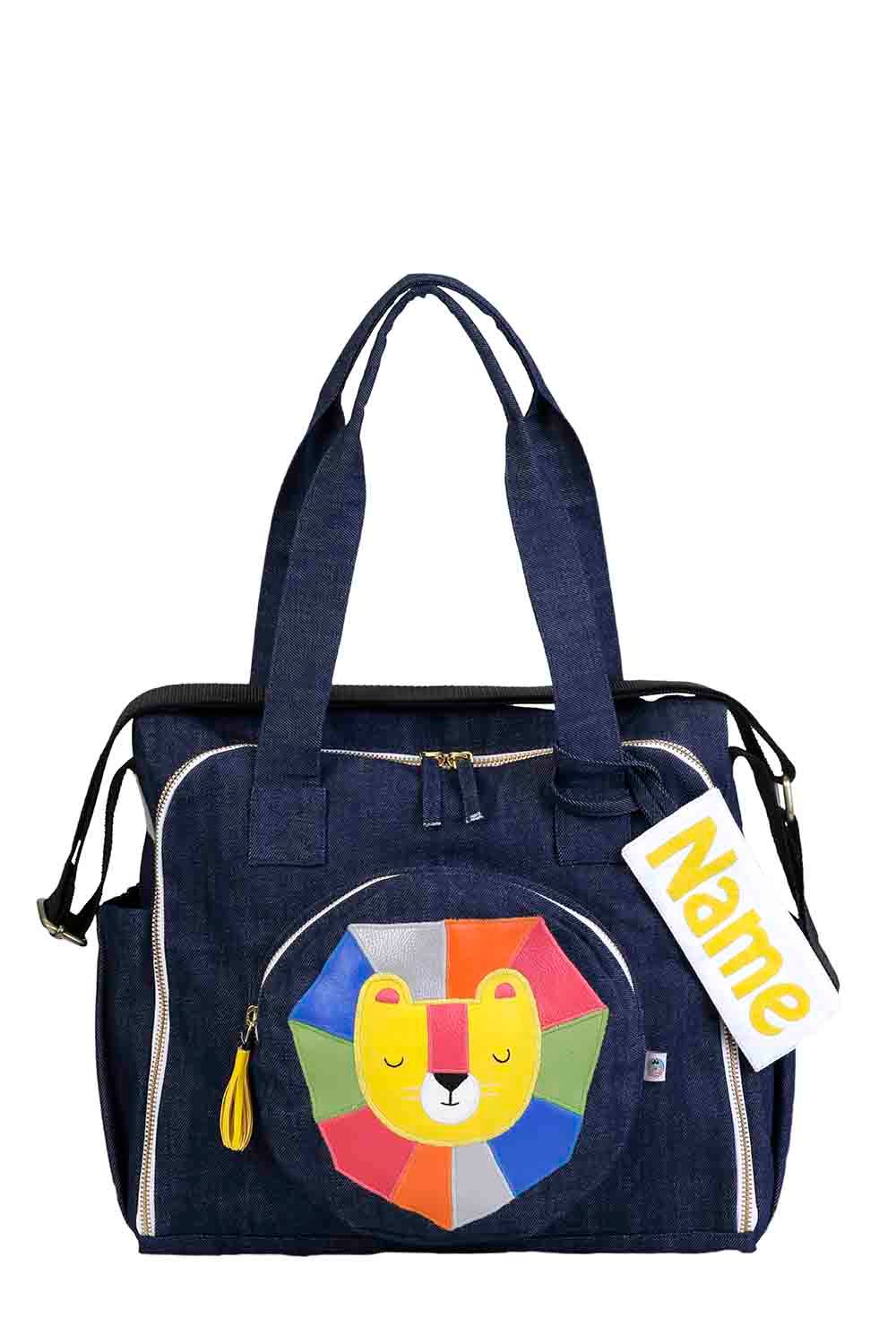 Mi Dulce An'ya - Organic Lion Diaper Bag - Denim Blue
