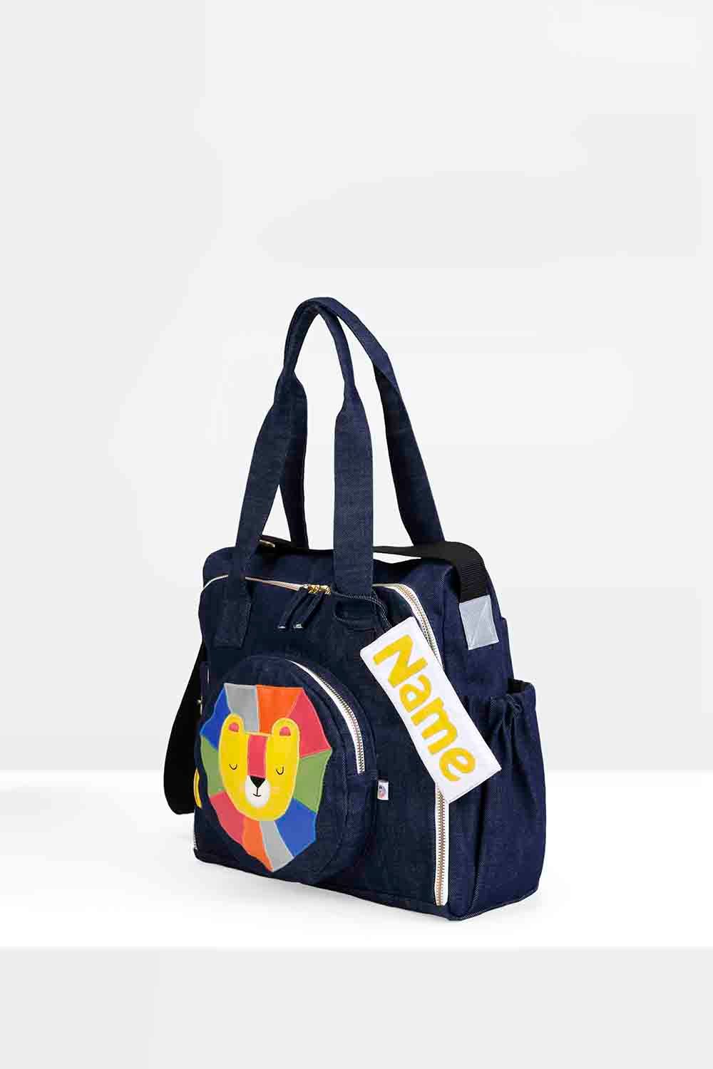 Mi Dulce An'ya - Organic Lion Diaper Bag - Denim Blue