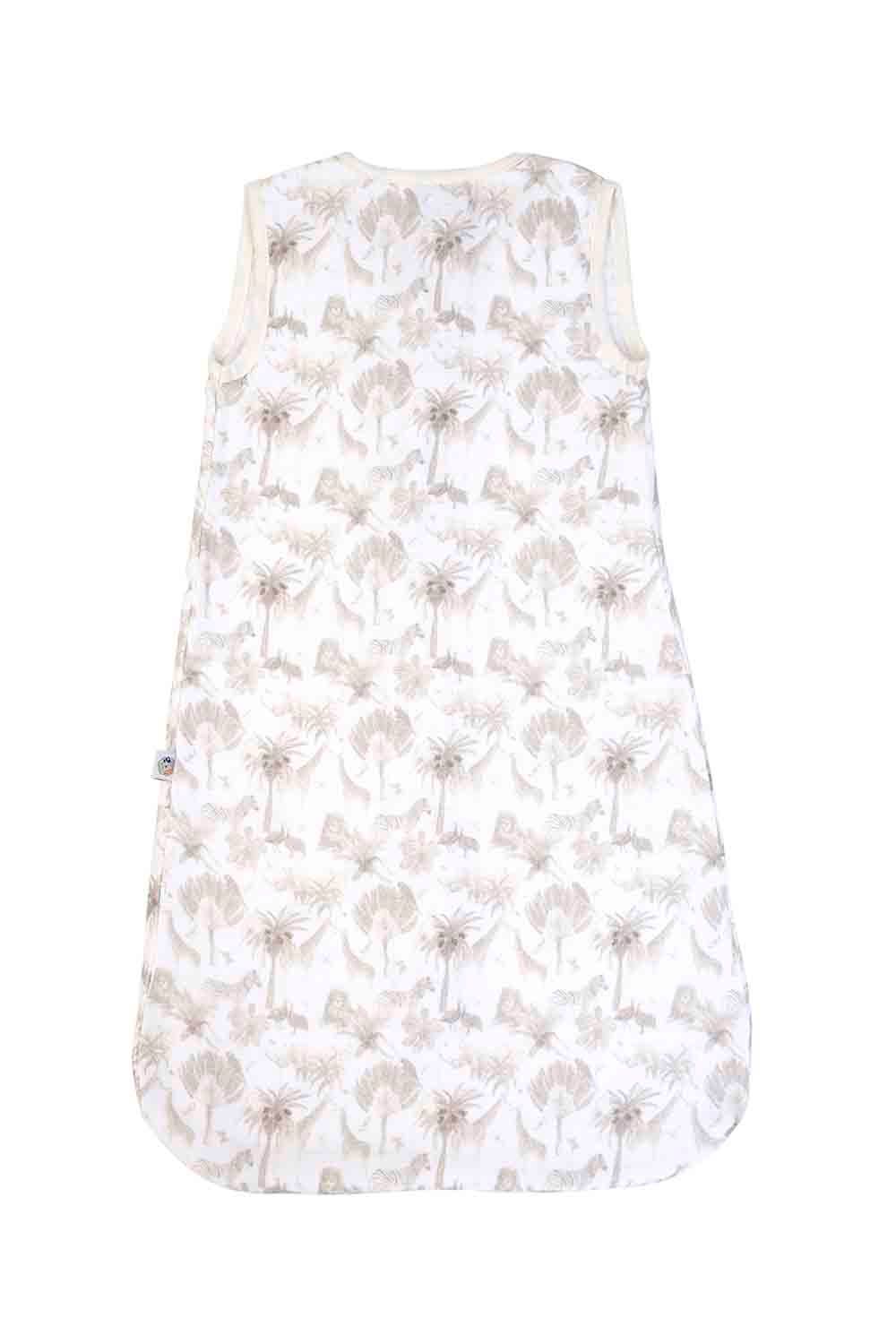 Mi Dulce An'ya - Organic Muslin Safari Printed Baby Sleeping Bag - Beige
