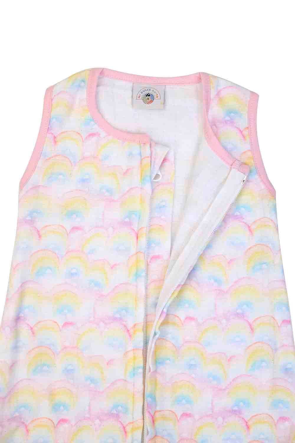 Mi Dulce An'ya - Organic Muslin Rainbow Printed Baby Sleeping Bag - Pink