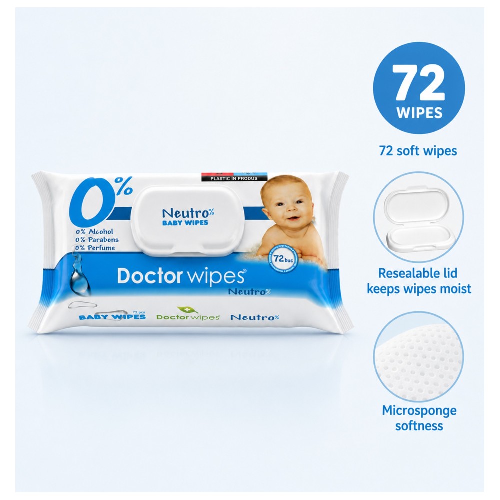 Doctor Wipes - Neutro% Baby Wipes - 72 Pcs