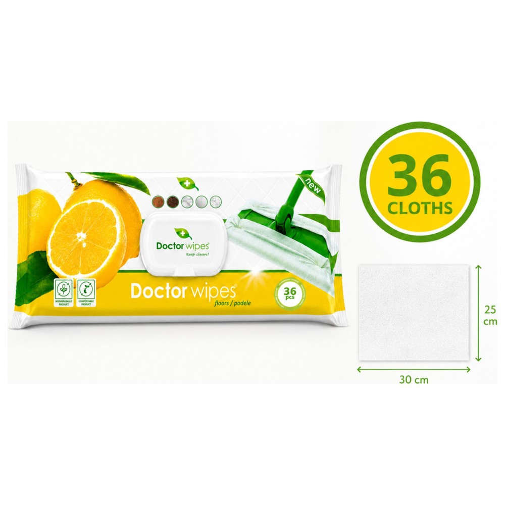 Doctor Wipes - Floor Mopping Cleaning Wet Wipes - 36 Pcs