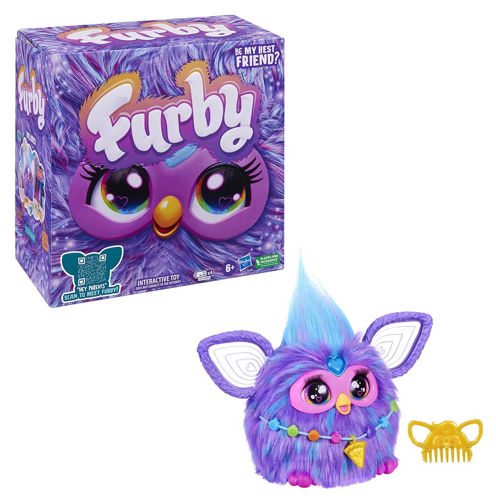 Furby - Interactive Plush Toy With Accessories - Purple - 16 Pcs