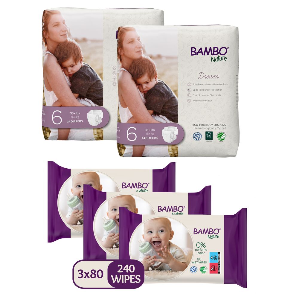 Bambo Nature - Eco-friendly Diapers - Size 6, 16+kg, 48pcs - Pack Of 3