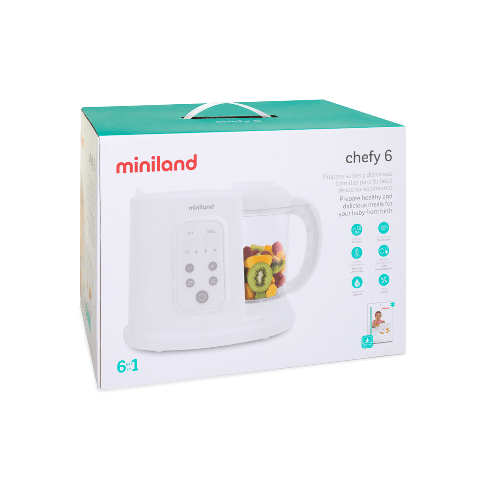 Miniland - 6-in-1 Chefy 6 A Compact Baby Food Processor And Kitchen Robot - Silver
