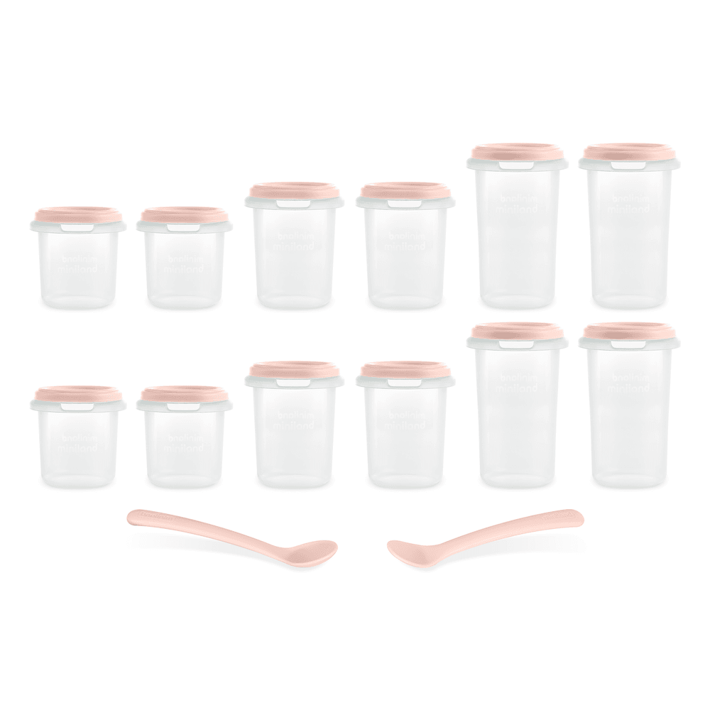 Miniland - Baby Food Storage Set - Pink - 12 Pc Set