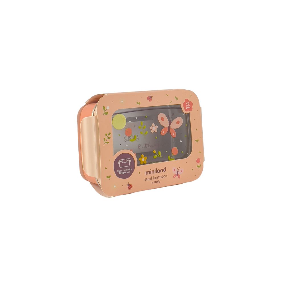 Miniland - Steel Lunchbox Butterfly - Pink