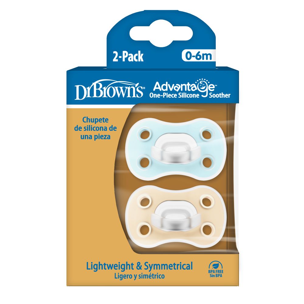 Dr. Browns - Advantage Silicone Soother - Stage 1 - 
Blue/Cream - 2 Pc Set