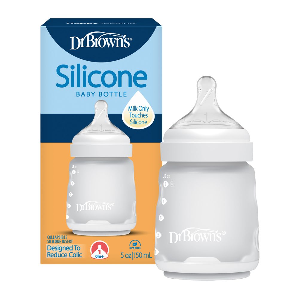 Dr. Browns - Silicone Wide Neck Baby Bottle - Ecru - 150 ml