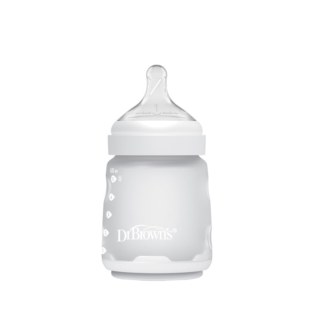 Dr. Browns - Silicone Wide Neck Baby Bottle - Ecru - 150 ml