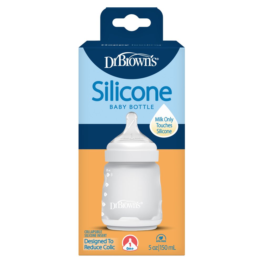 Dr. Browns - Silicone Wide Neck Baby Bottle - Ecru - 150 ml