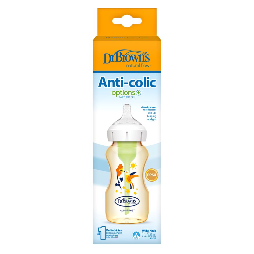 Dr. Browns - Hummingbird PPSU Anti-Colic Options Baby Bottle - Brown - 270 ml