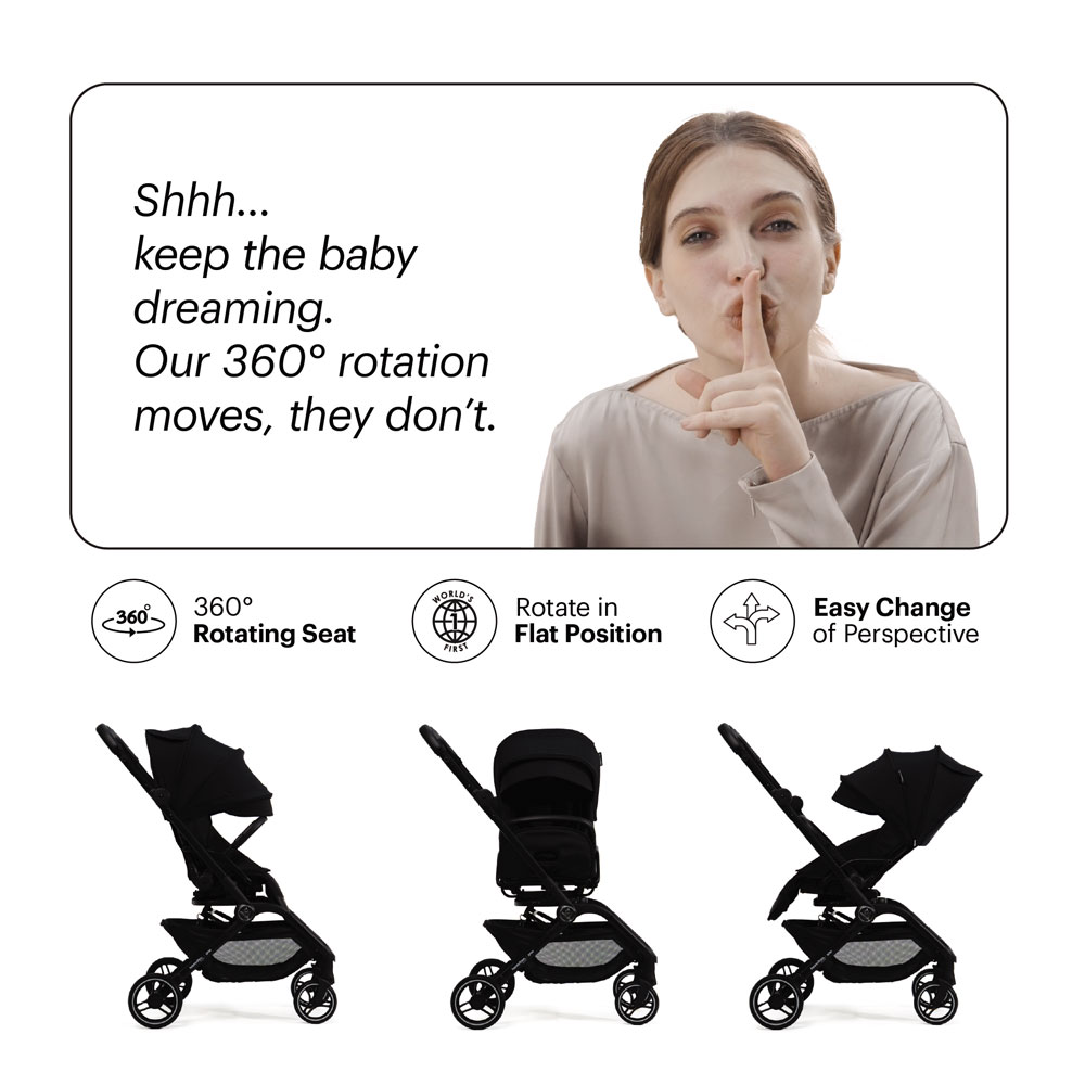 Hamilton - Spin Baby Stroller With 360 Degrees Rotational Seat - Black