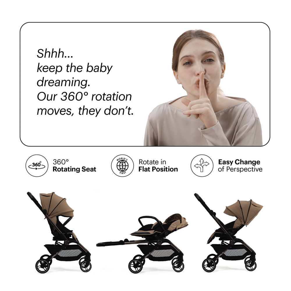 Hamilton - Spin Baby Stroller With 360 Degrees Rotational Seat - Khaki