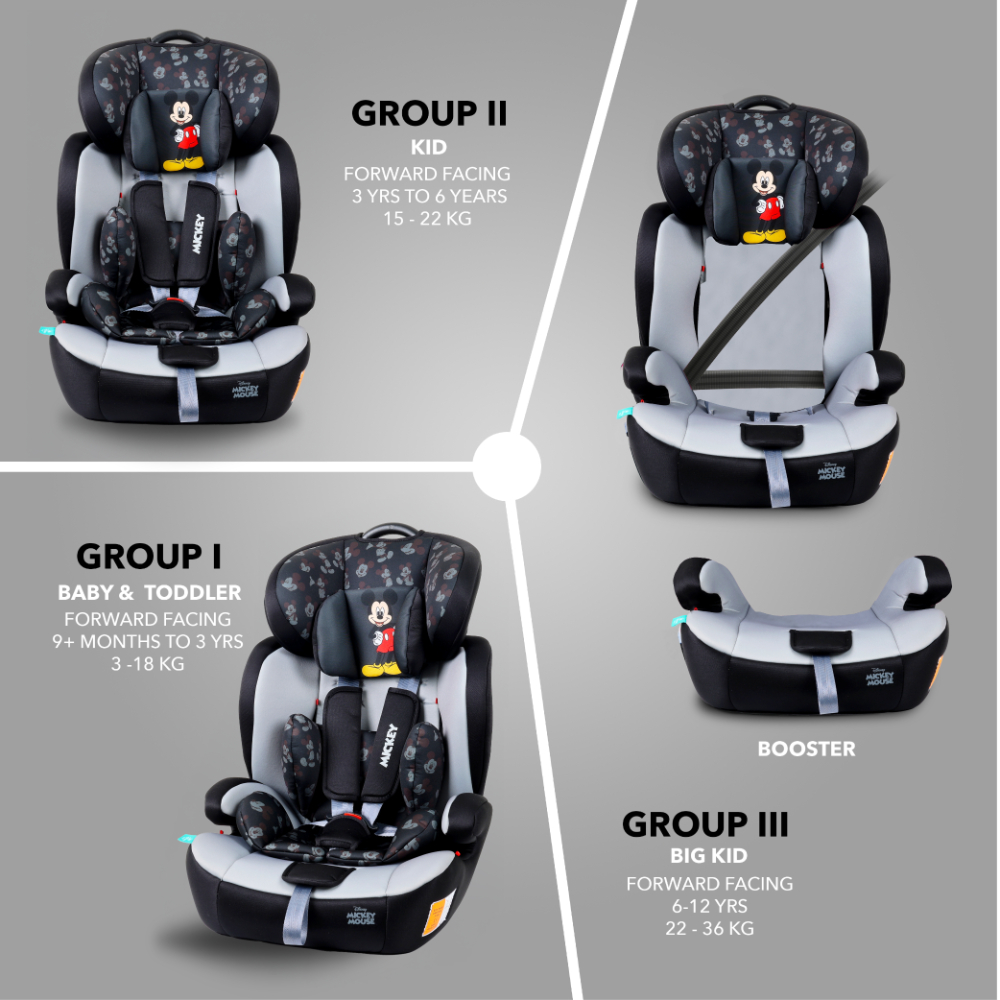Disney - 2-in-1 Mickey Mouse Car Seat with Booster Seat - Red